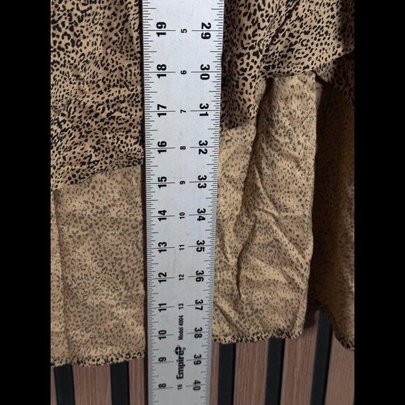 Japra Skirt Medium Womens Brown A Line Midi Smocked Back Leopard Art - Picture 5 of 6
